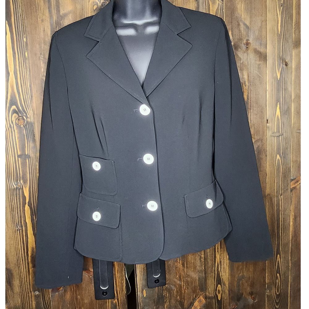 Jones New York Black Jacket / Blazer w/white buttons Size 6